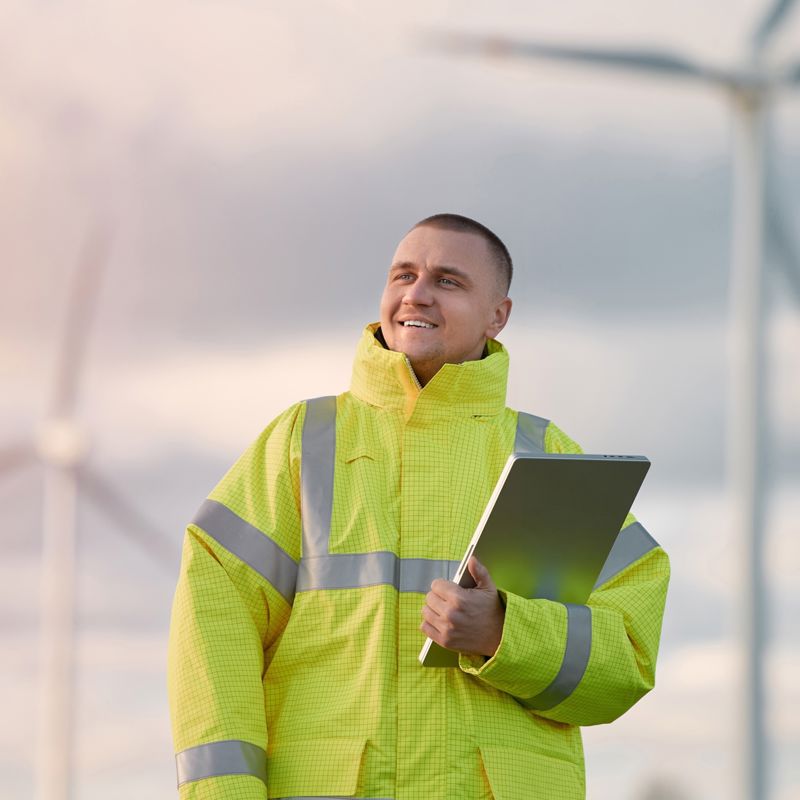 Uitvoerder Klimaat Met Tablet